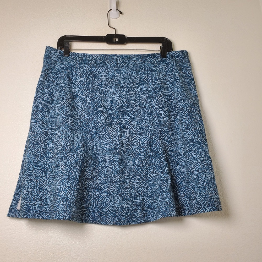 RipSkirt Hawaii Blue Batik Geometric Mosaic Wrap Skirt Quick Dry Travel Sz Large - Picture 7 of 10